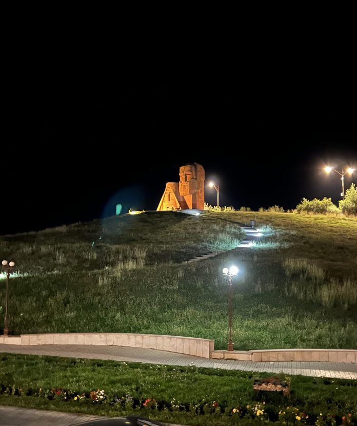 The Tatik-Papik monument in Stepanakert, Artsakh, subject of the canceled Marriott Bonvoy tour package campaign.