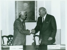 US-Mongolia Diplomatic Relations: The 76-Year Road to 1987 U.S. Secretary of State George P. Shultz signing the agreement establishing formal U.S.-Mongolia diplomatic relations in 1987.