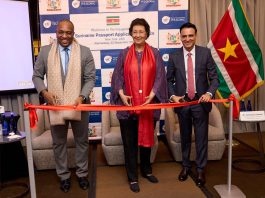 Suriname Opens First US Passport Center in New York President Dr. Jennifer Geerlings-Simons inaugurating the Suriname passport application center in New York City.